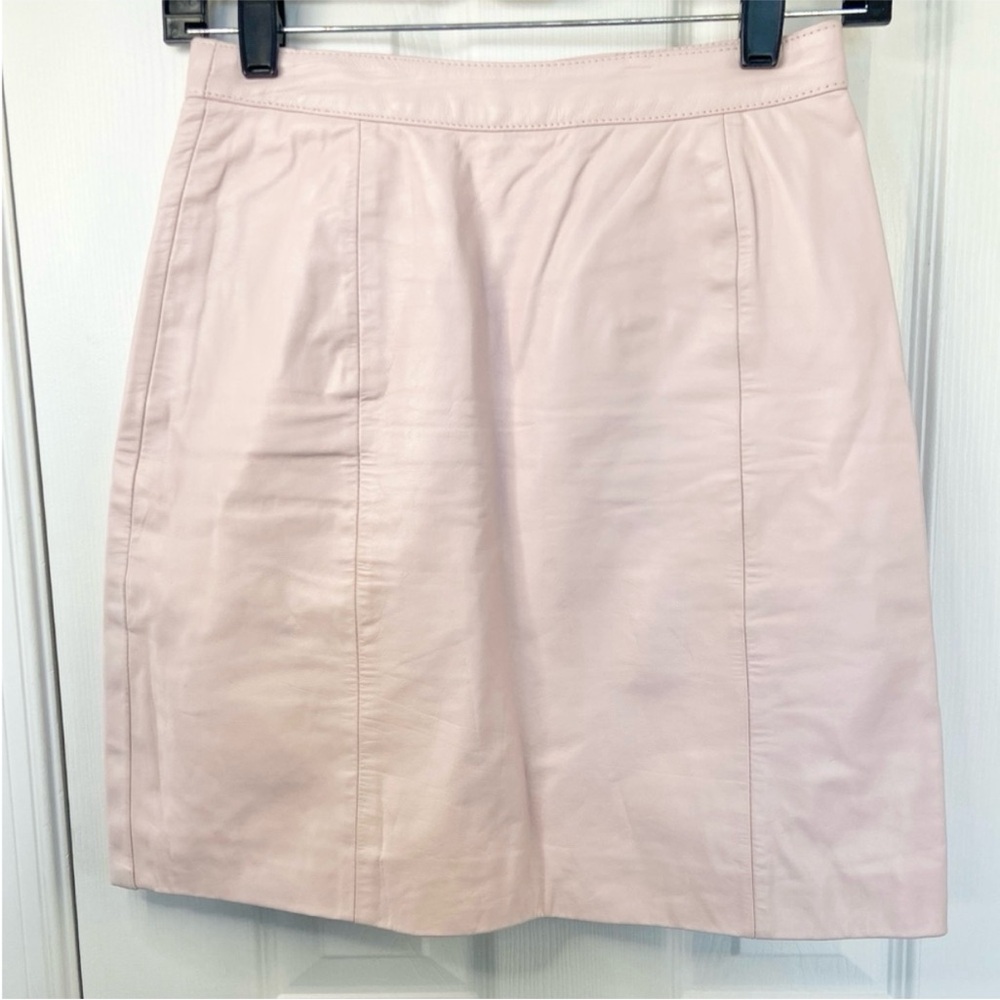 Vintage Bermans Light Pink Leather Pencil Skirt Size 6